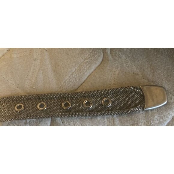 Vintage Authentic Silver Tone Metal Mesh Alligator Crocodile Belt 85cm 32\